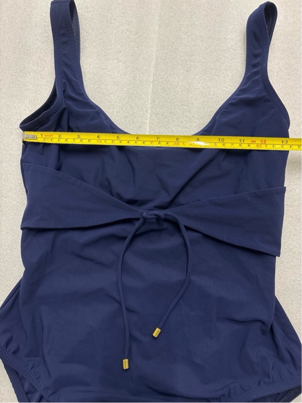 Karla Collette Classic Sleek Navy One-Piece Swimsuit ~ Waist Tie~ Size 14 - Picture 4 of 10